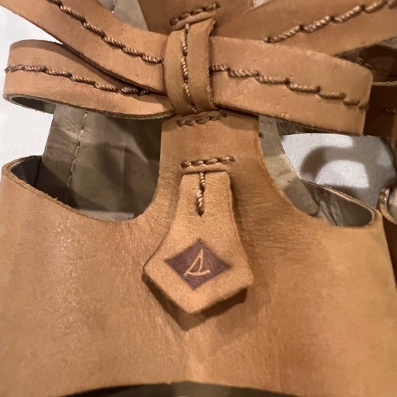 Women’s Tan/Camel Sperry Open Toe Wedge Heel Size 7.5 - Picture 3 of 9